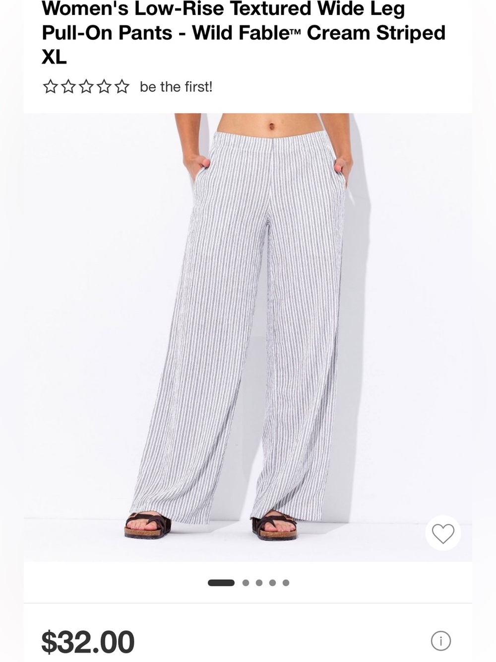 wild fable White and Gray Striped Wide-Leg Pull-On Pants